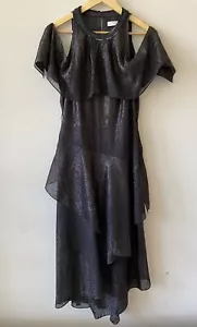 SASS & BIDE Size 40 / AU 10 Nights in Armour Black tiered maxi dress glass beads - Picture 1 of 11