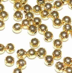 MB541 Bright Gold 2mm Round Steel Metal Spacer Beads 100pc - Picture 1 of 2