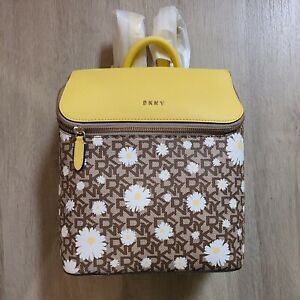 DKNY BRYANT-TZ   BACKPACK BEIGE N YELLOW DAISY PRINT NEW $198 AUTHENTIC