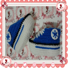 NEW Tennis CONVERSE baby sneakers shoes Booties BLUE crochet newborn boy/girl