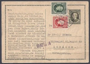 SLOVENIA 1939 CENCORED UPRATED POSTAL CARD TO VARMEGYEMAZA - Picture 1 of 2