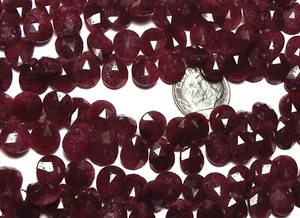 8" Strand RUBY Genuine 10mm Faceted Teardrop Beads /T3 - Picture 1 of 1