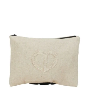 Dior Dior Heart Logo Linen Pouch Beige  - Picture 1 of 8