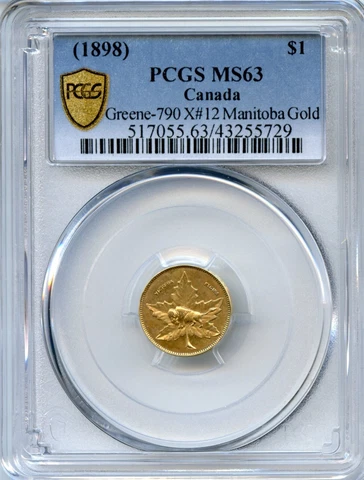 1898 G$1 Buffalo / Maple Leaf Manitoba Gold / Greene #790 PCGS GOLD MS63 Cover