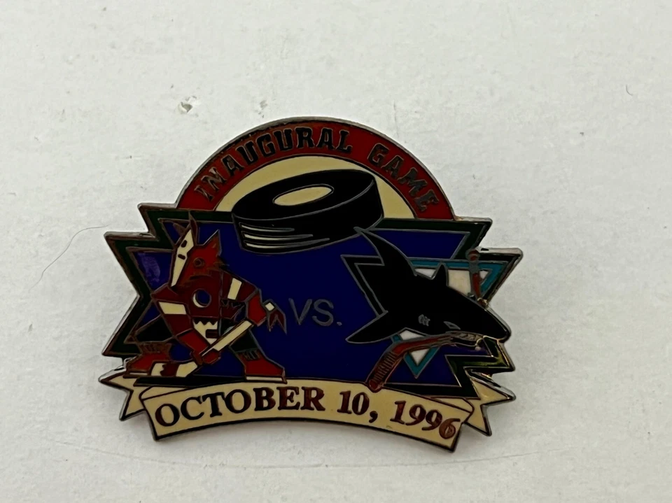 PHOENIX Coyotes vs Sharks October 10, 1996 Inaugural GAME Pin #3871 Of 5000 NICE - Image 1 of 3