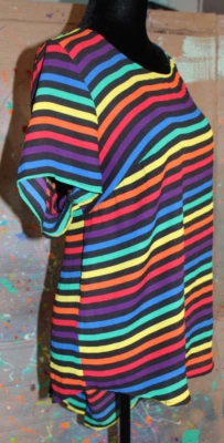 Torrid #TorridStrong Rainbow Stripe Partially Sheer Fabric Button Blouse Size 1 - Image 1 of 4