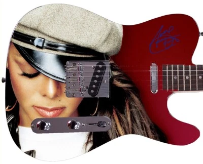 Janet Jackson Diva Facsimile Autographed Signed Graphics Photo Guitar - Image 1 of 3
