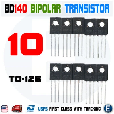 Transistor PNP de silicona BD140 TO-126 10 piezas bajo voltaje 80 V 1,5 A Foto 1 de 4