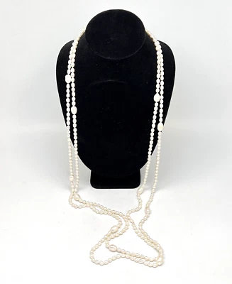 Colar feminino fio único pérola de arroz cultivada 5-10mm 87 polegadas - Imagem 1 de 4