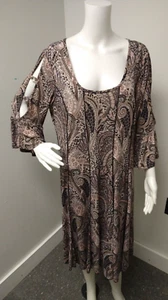 Sami & Jo Plus Size Kleid Damen 2X Paisley Glockenärmel Stretch Cold Shoulder - Bild 1 von 7