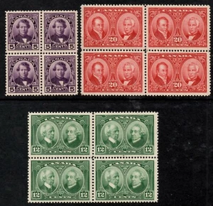 Canada 1927 KGV Confedreration (2nd Set) in Blocks of 4 SG.271/273 Mint (MNH) - Picture 1 of 2