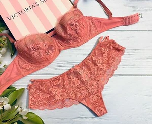 Victorias Secret Dream Angels Wicked Unlined Uplift Bra Set Lace Shine Pink - Picture 1 of 104