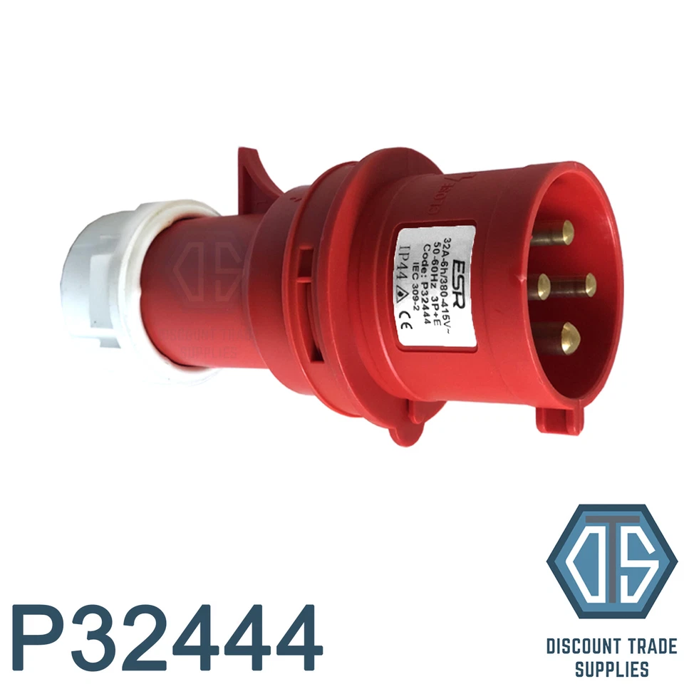 ESR Fast Fit Industrial Trailing Plug IP44 32 Amp 4 Pin P32444 Red 3P + E - Image 1 of 1