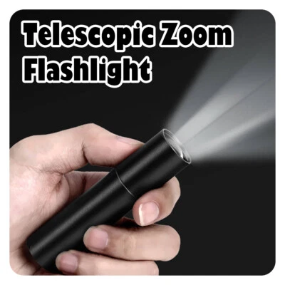 Mini Led Flashlight Torch Usb Charging 6000k Waterproof 3modes Telescopic Zoom - Image 1 of 4