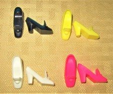 VINTAGE BARBIE 4  MOD CLOTHES DARK BLUE WHITE YELLOW PINK  PILGRIMS SHOES LOT