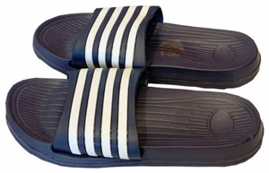 Mens Slip On Sport Slides Rubber Shower Shoes Slippers Navy Strip Size 11 - Picture 1 of 3