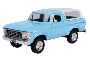 1/24 Motormax 1978 Ford Bronco Blue / White Truck Diecast Car Model 79373 BL - Picture 1 of 2