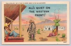 All's Quiet on the Western Front Men Donkey Sleeping Comic Humor Postcard - Picture 1 of 2