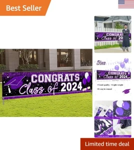 Large Purple Congrats Grad 2024 Banner - Premium Vinyl Graduation Party Backdrop - Picture 1 of 9