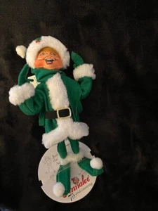 Lindo! NUEVO EN PAQUETE NUEVO CON ETIQUETAS ANNALEE: ¡ELFO VERDE de pie de 8"! ribete blanco ¡Cara dulce! Original $30 - Imagen 1 de 13