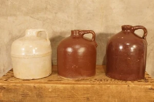 Antique Butter Milk Stoneware Crock Jugs Farm Wilkie Mann Prov. Ownership Iowa - Picture 1 of 2