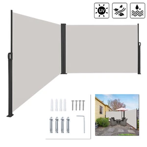 180x600cm Seitenwandmarkise Doppel Seitenmarkise Standmarkise Sichtschutz Grau - Bild 1 von 12