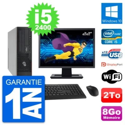 PC Fujitsu E910 DT Pantalla 22" Intel i5-2400 RAM 8Go Disco 2To Windows 10 Wifi - Imagen 1 de 4
