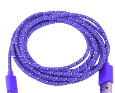 Round Braided USB data Charger Cable for iphone X 8 7 plus 6 4s 5 micro galaxy - Image 1 of 4