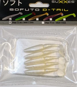 1 Packung Gummifische mit 5Stück Suxxes Sofuto D Trail 7,5cm Perl. - Bild 1 von 1
