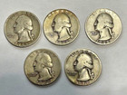 Silver Washington Quarters 1948-1949 Five Piece Lot