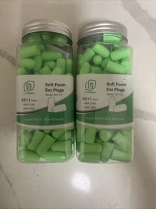 (2) LYSIAN  MODEL SA-7-5 Ultra Soft Green Foam Earplugs 60 +1 Pairs, SNR 38db - Picture 1 of 3
