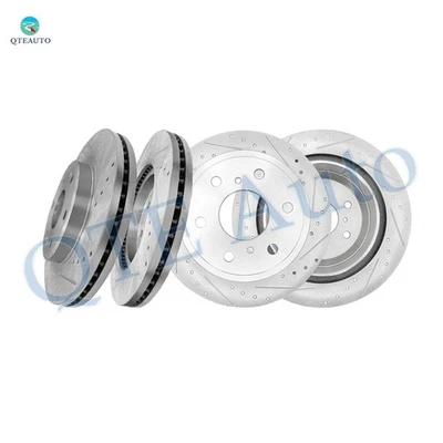 Set Front 330mm-Rear 345mm Drilled Brake Rotors For 2015-2020 Cadillac Escalade - Image 1 of 4