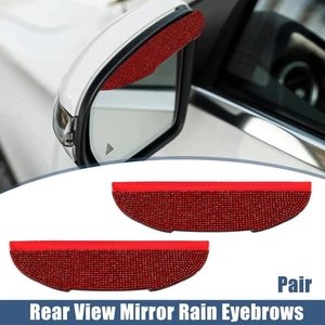 Par de espejos retrovisores laterales universales para automóvil con protección contra la lluvia diamantes rojos - Imagen 1 de 7