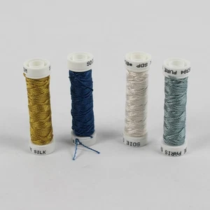 Lot of 4 Pure Silk Thread Spools for Embroidery, Assorted Colors - Picture 1 of 5