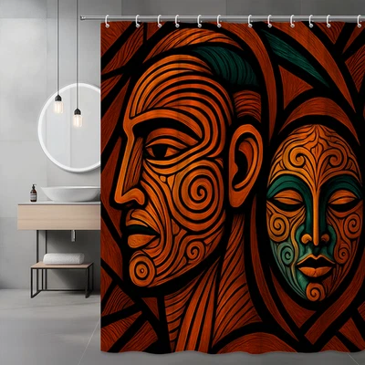 Занавеска для душа Artistic Tribal - уникальный дизайн для домашнего декора - Изображение 1 из 4