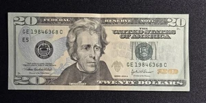 2004A U.S. $20 Dollar Bill Fancy Serial Number Green Seal Off-Centered - Picture 1 of 3