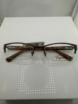 Tigress TGS 108 210 Shiny Brown Eyeglass Frames 53-18-130 NWT - Image 1 of 4