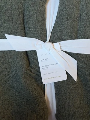 Pottery Barn Arden Tree Christmas Loden Green Full Queen  Blanket 96”x88” New - Image 1 of 4