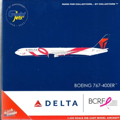 GEMGJ2154 1:400 Gemini Jets Delta Airlines B767-400ER #N845MH 'Cáncer de mama Foto 1 de 2
