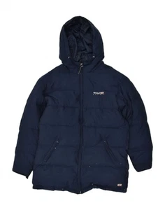 REEBOK Mens Hooded Padded Jacket UK 38 Medium Navy Blue Polyester AW14 - Picture 1 of 3