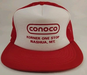 Vintage CONOCO Tank- & Ölstation Werbung Netz Trucker Mütze Nashua MT Korner 1 - Bild 1 von 6