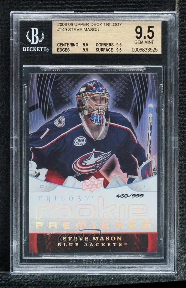 2008-09 Upper Deck Trilogy Premieres /999 Steve Mason BGS 9.5 GEM MINT Rookie RC - Image 1 of 2