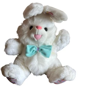 15" Vintage White Printed Ear Bunny Easter Egg Bow Tie - Picture 1 of 9