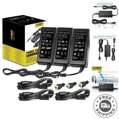 Adaptador de alimentação eficiente 12V 5A - Pacote com 3 para vigilância, HDD e muito mais - Imagem 1 de 4