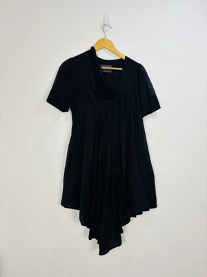 All Saints Dress Women Size 10 Black Cotton Short Sleeve Pocket Asymmetric Agena - Image 1 of 4