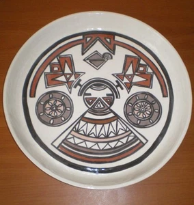 Vintage 1976 Keramik Steinzeug 11" Platte Southwest Style Jane Jennings SIGNIERT - Bild 1 von 8