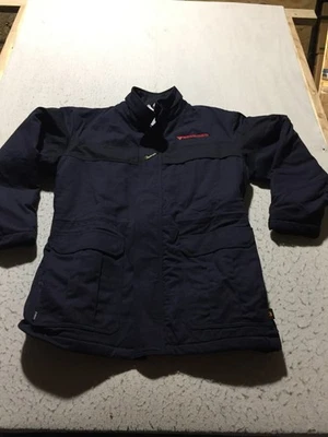 NEW Workrite FR Insulated Parka Mens L Large Blue Montana Dakota Logo Full Zip - Image 1 of 4