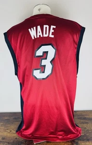 Adidas NBA Authentic Player ID Miami Heat Dwyane Wade Jersey Red Size XL - Picture 1 of 6