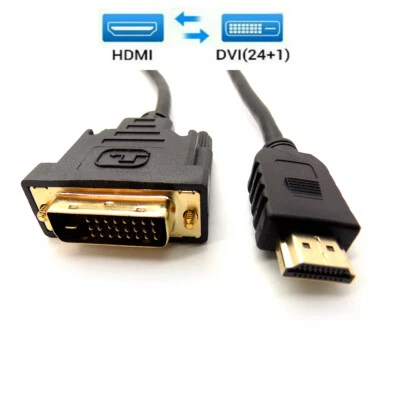 1.5m DVI to HDMI Cable DVI-D 24+1 Pin Male HDMI Male Digital Lead PC - HD TV LCD - Image 1 of 4