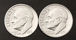 1950 P&D 10c SILVER Roosevelt Dime 2-Mint Year Set. Better Grade (R008) - Picture 1 of 2